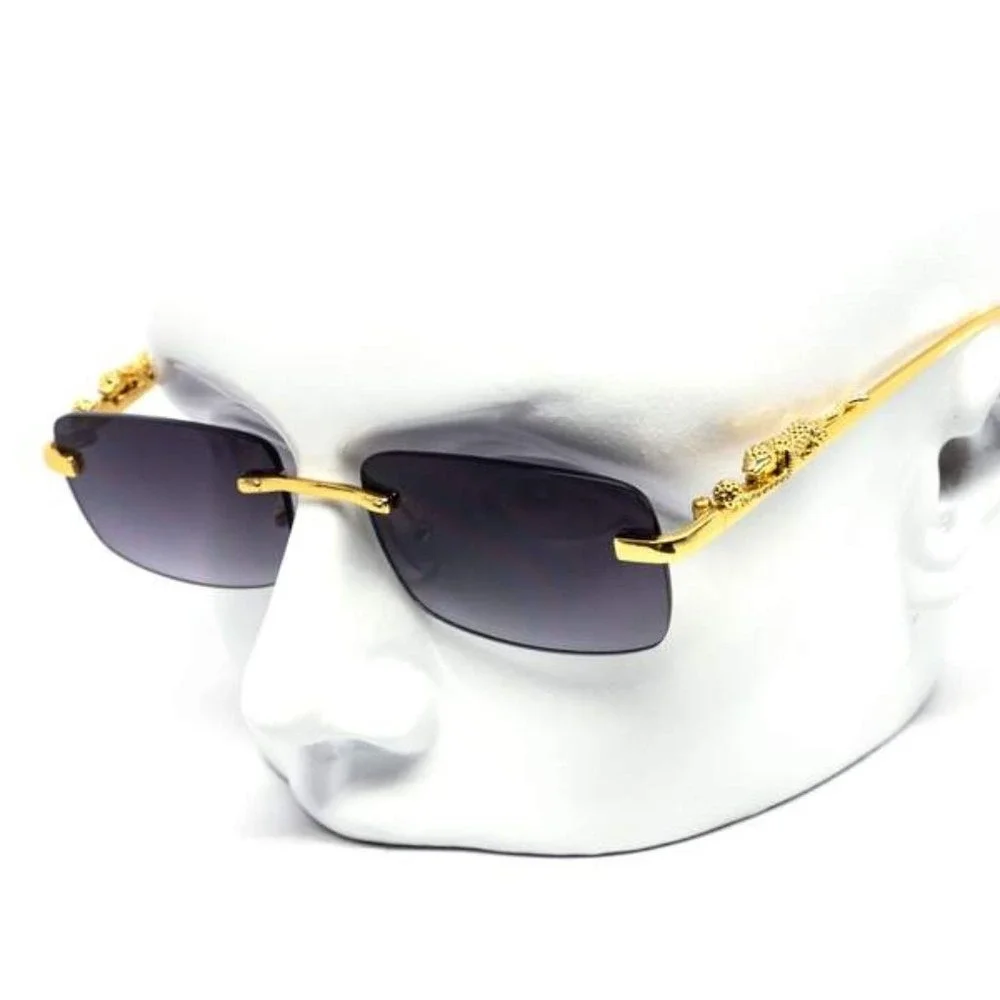 Men Women Sunglasses Rimless Hip Hop Black Lens Retro‎ Designer Shades Elegant